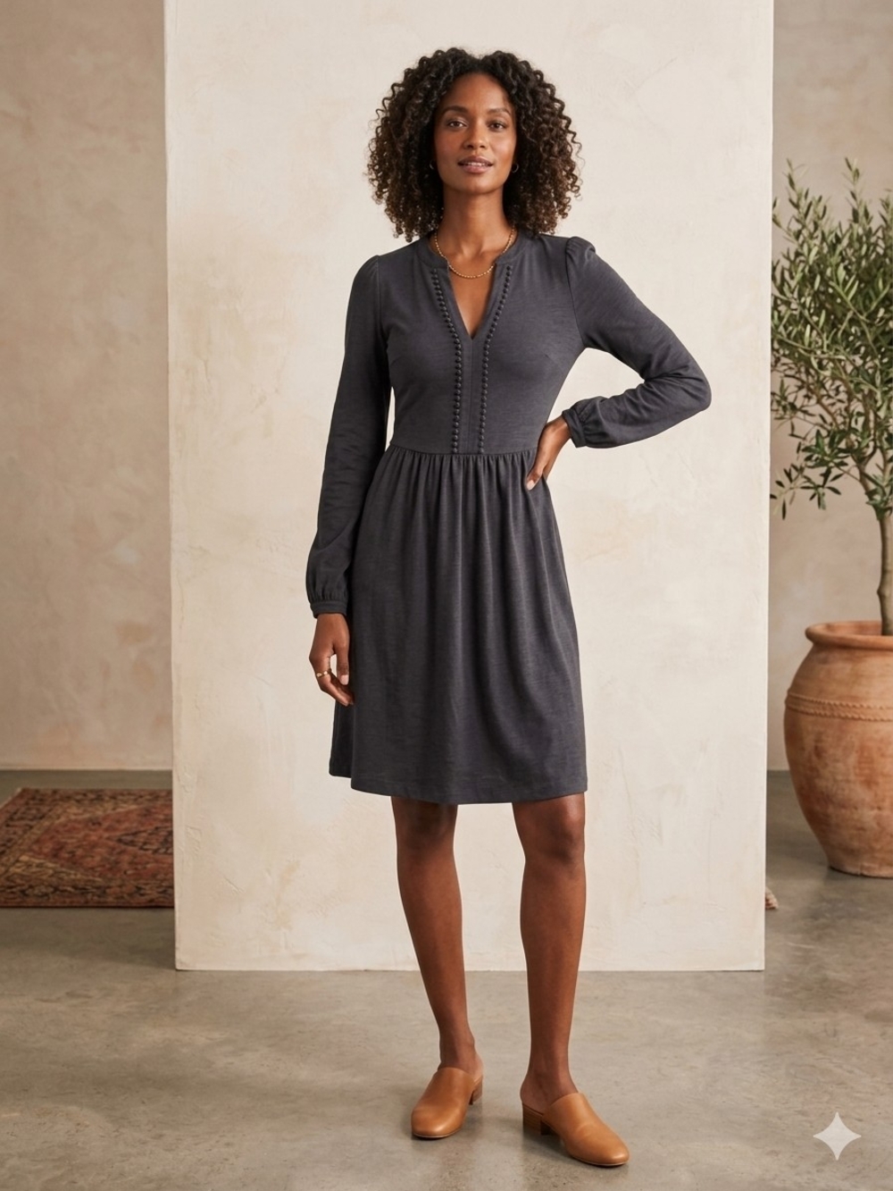 Boden 'Naomi' Modern Vintage Black Dress Minimalist Casual Chic Dark Academia 2